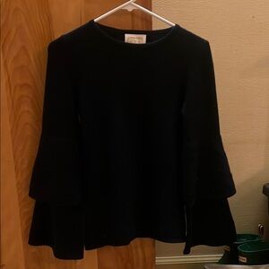 Sail to Sable Navy Blue Ruffled Boxy Blouse